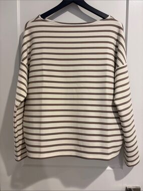 Spanx Women’s AirEssentials Stripe Boatneck Long Sleeve Top Large